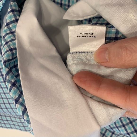 Peter Millar CrownSport Men’s seersucker navy aqua and white plaid short Size 40 - Picture 11 of 11